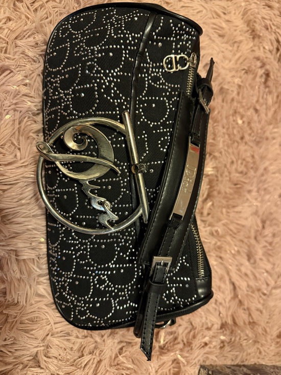 Dior Black Studded Logo Mini Shoulder Bag with Silver Hardware - Picture 2 of 5